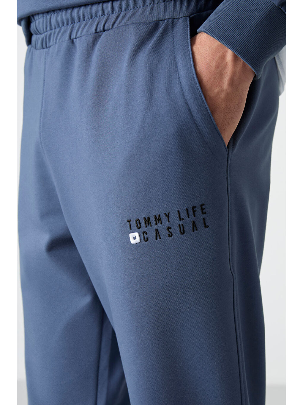 Petrol Casual Bisiklet Yaka Lastik Paça Erkek Oversize Eşofman Takımı - 85120-3