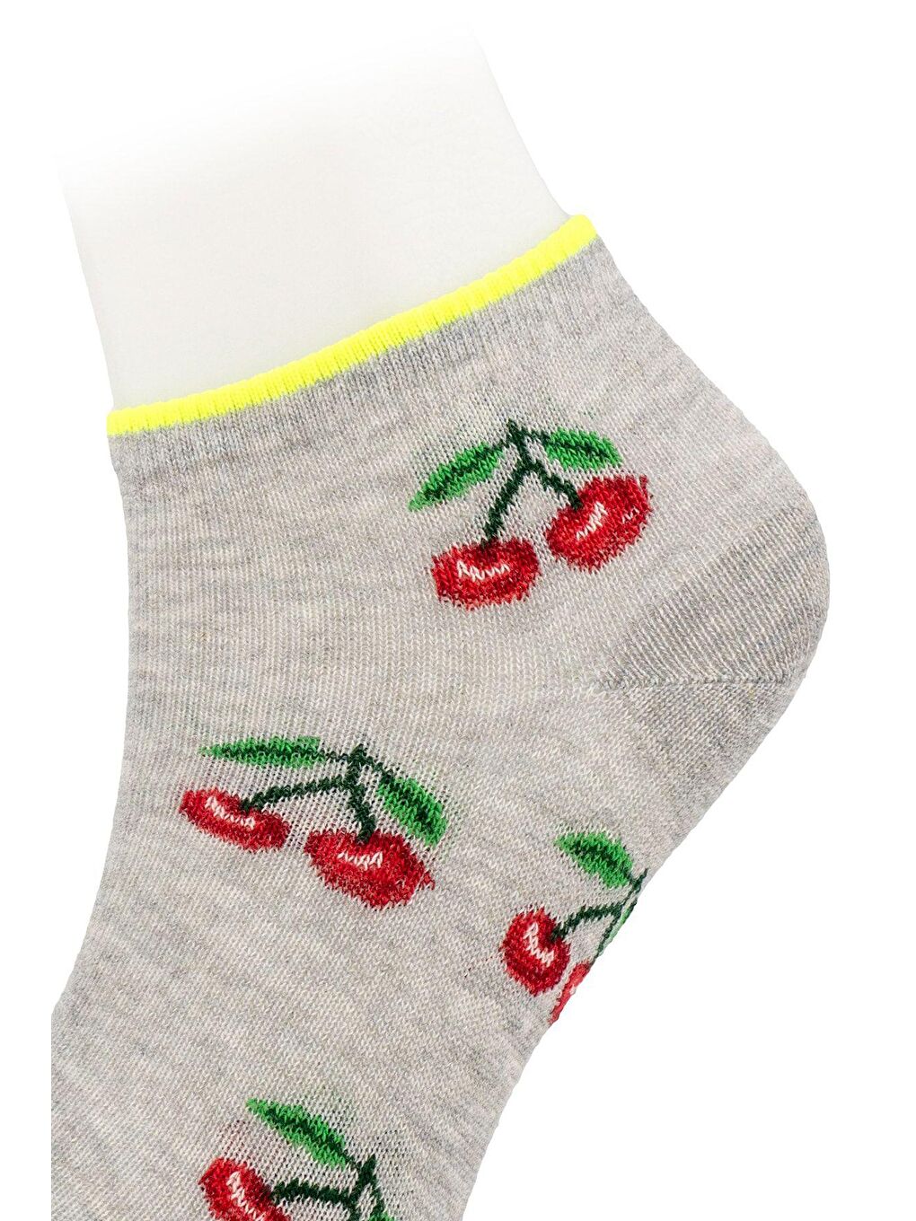 Karışık 6'lı Kadın Kiraz Desenli Renkli Kaliteli Kolej Patik Çorap-2