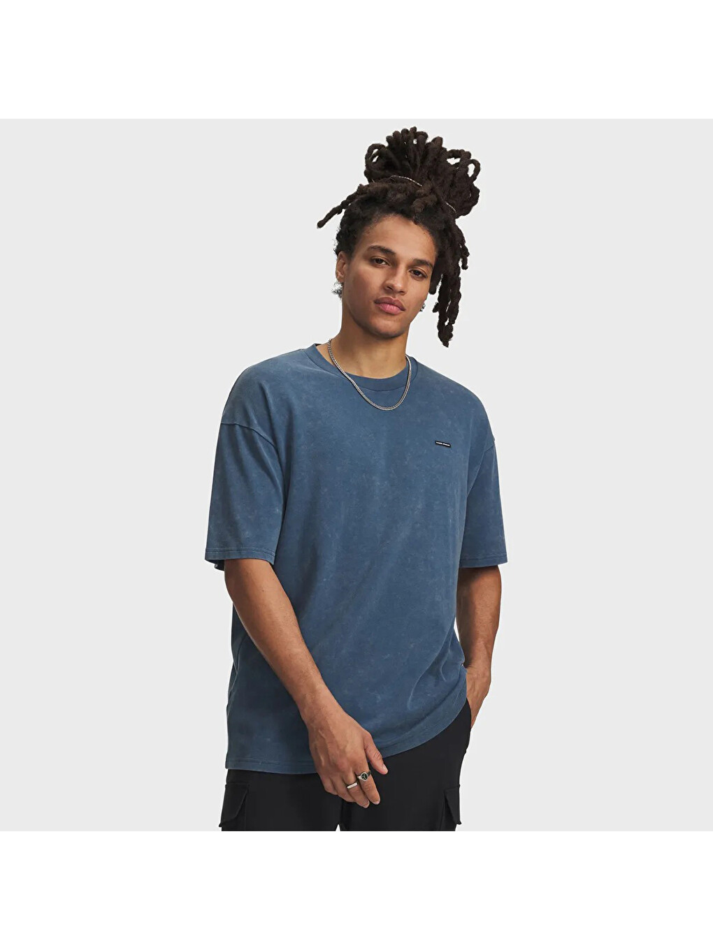 Heavyweight Oversized Logo Wash Erkek Mavi Tişört