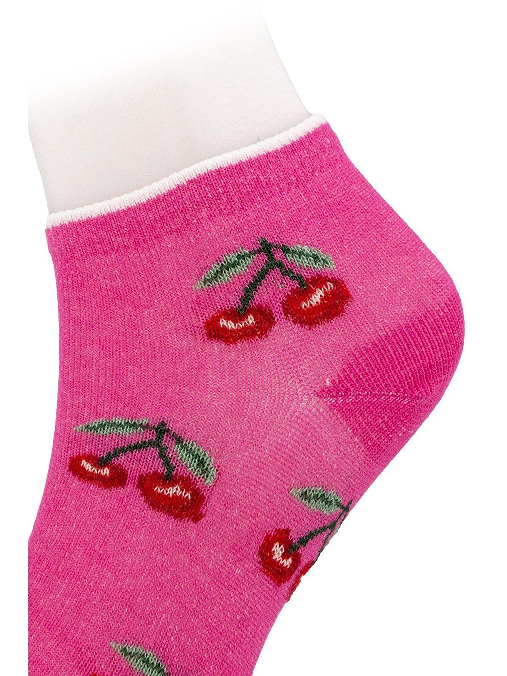Karışık 6'lı Kadın Kiraz Desenli Renkli Kaliteli Kolej Patik Çorap-3