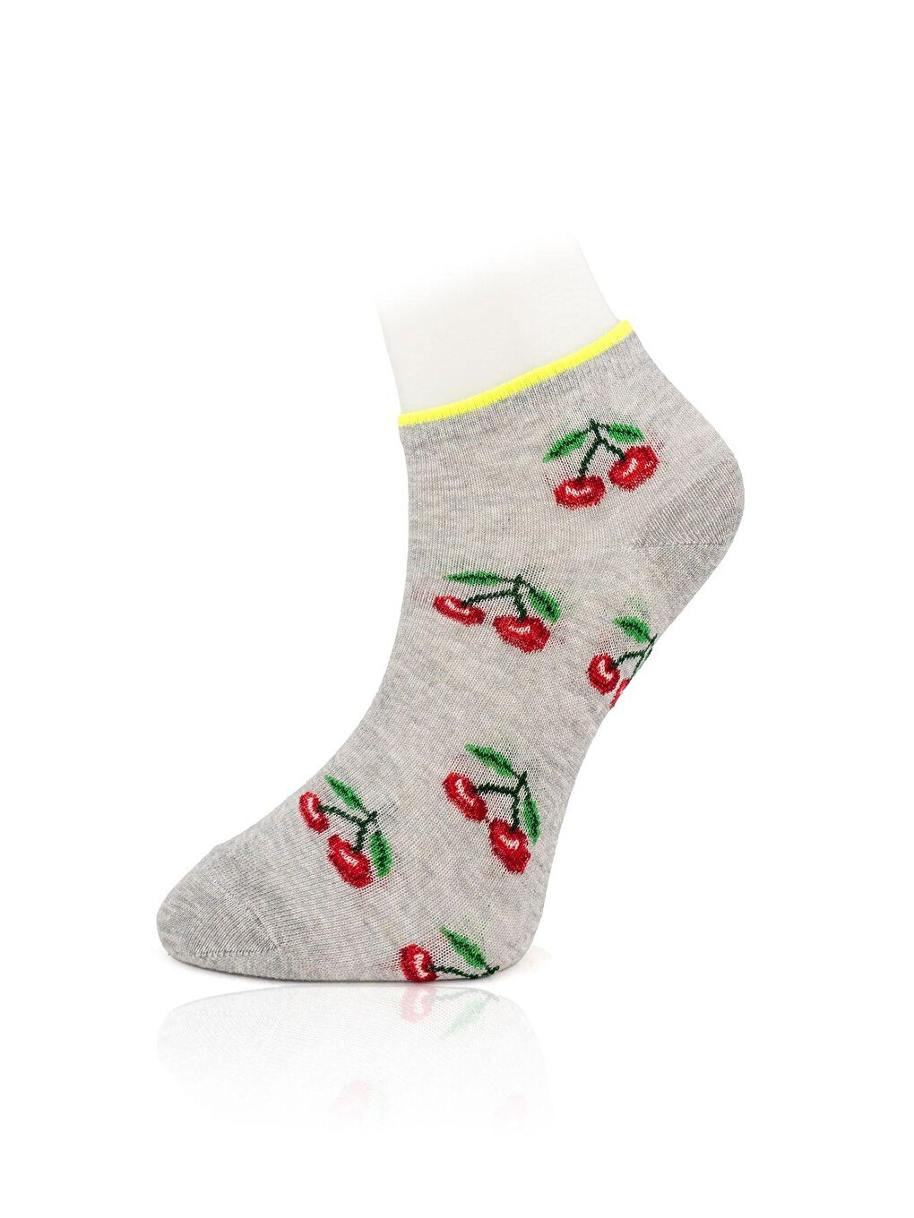 Karışık 6'lı Kadın Kiraz Desenli Renkli Kaliteli Kolej Patik Çorap-6