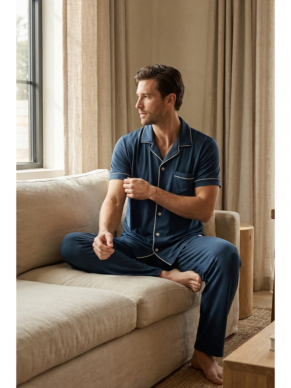 Lacivert Erkek Silver Pijama Takımı-1