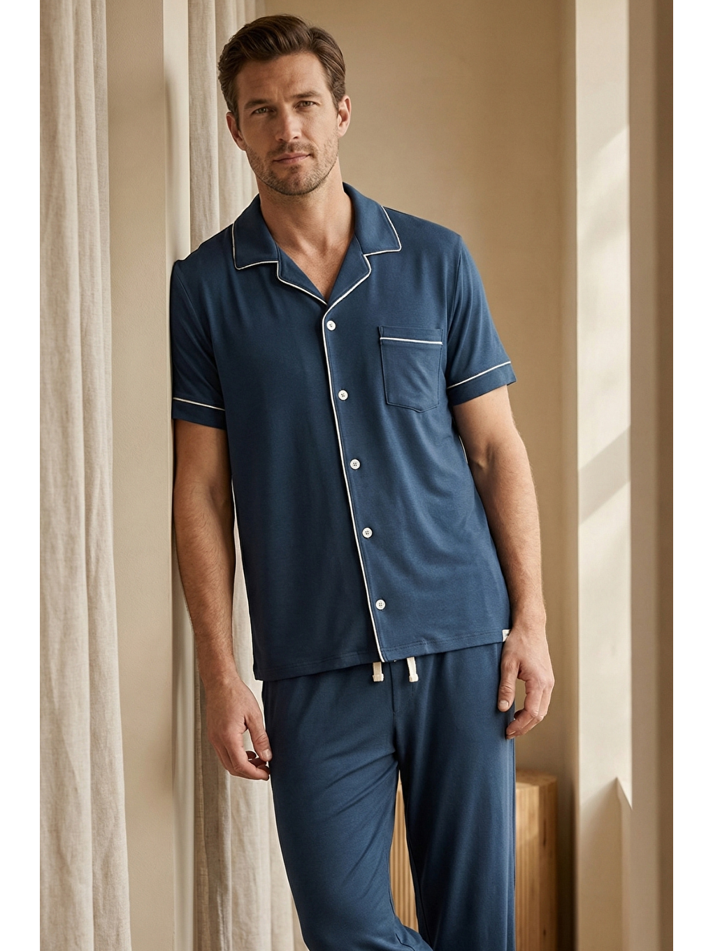 Lacivert Erkek Silver Pijama Takımı-3