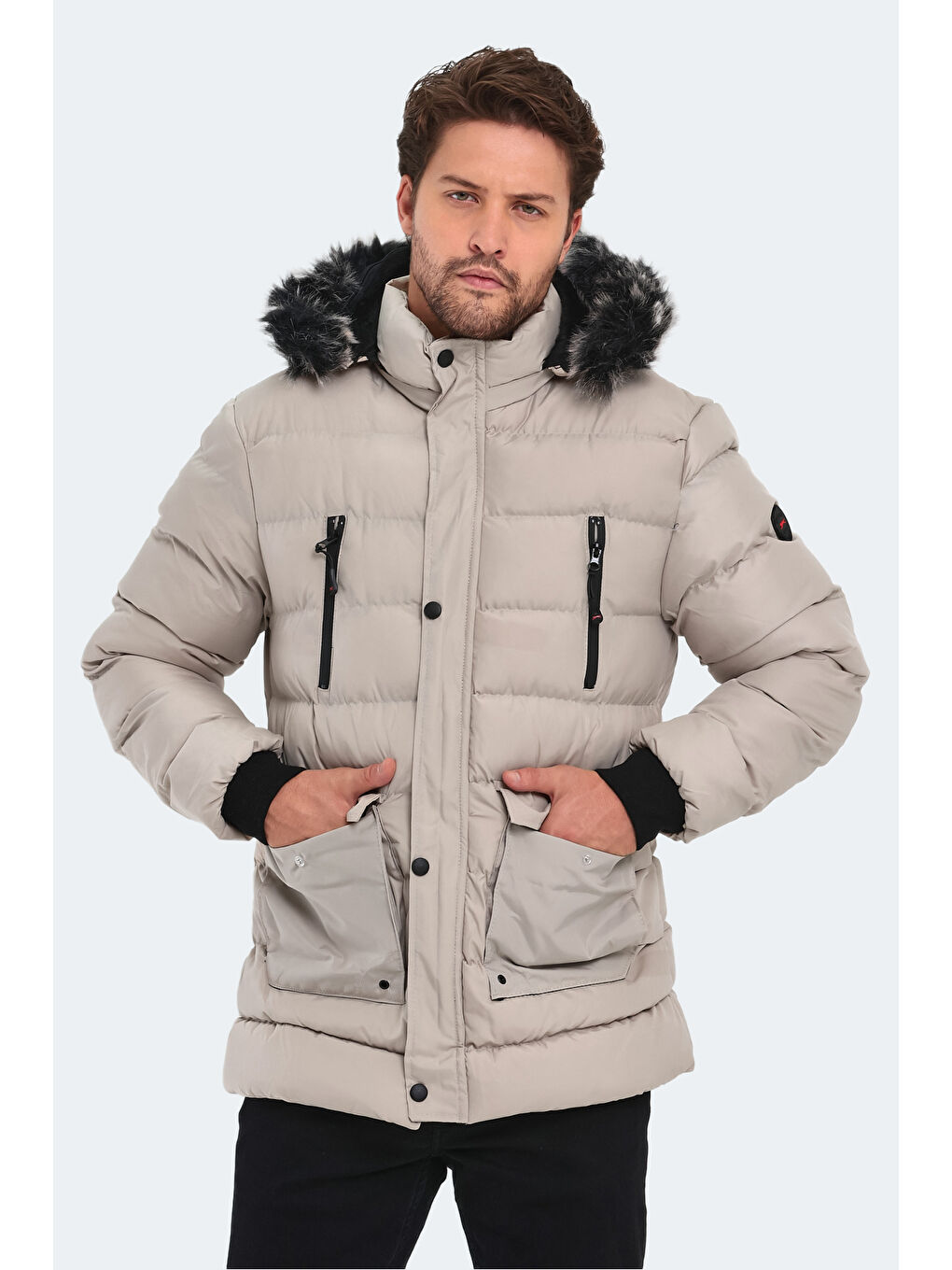 Bej HARDMAN IN Erkek  Kaban Taş Gri-2