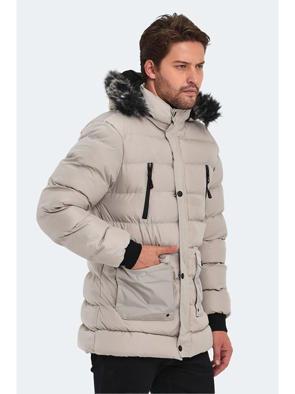 Bej HARDMAN IN Erkek  Kaban Taş Gri-3