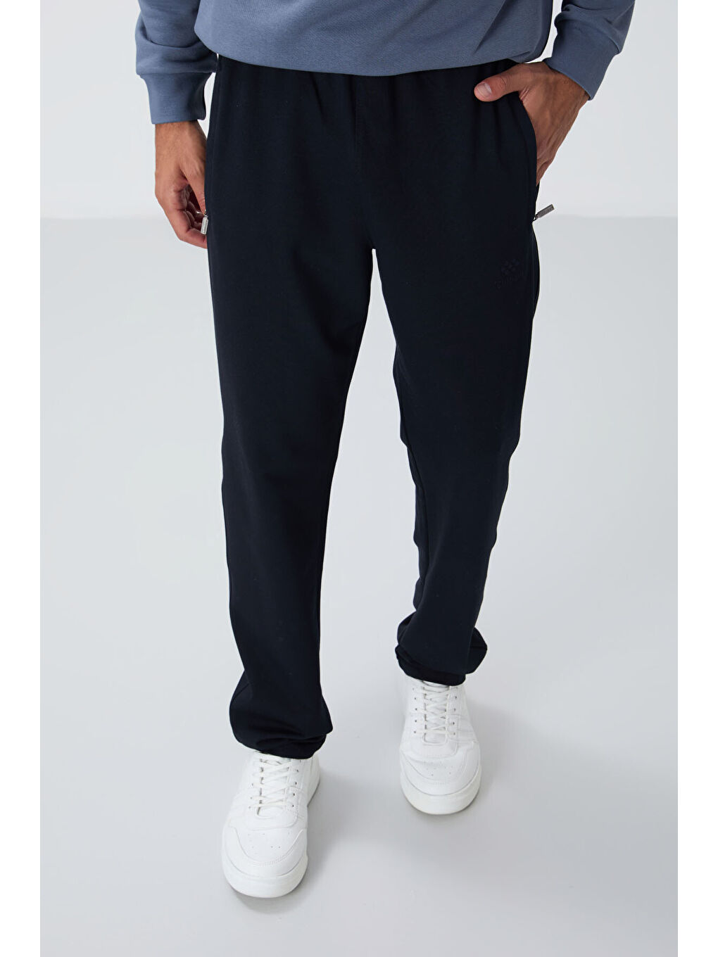 Lacivert Fermuar Cepli Dar Kalıp Klasik Paça Erkek Eşofman Alt - 84669