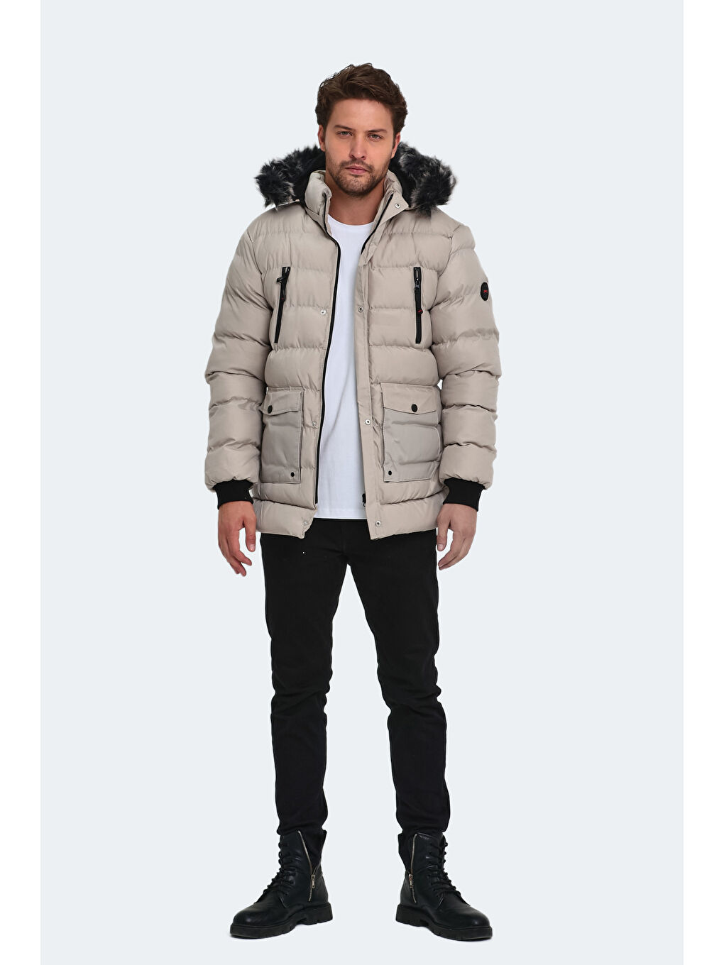 Bej HARDMAN IN Erkek  Kaban Taş Gri-6