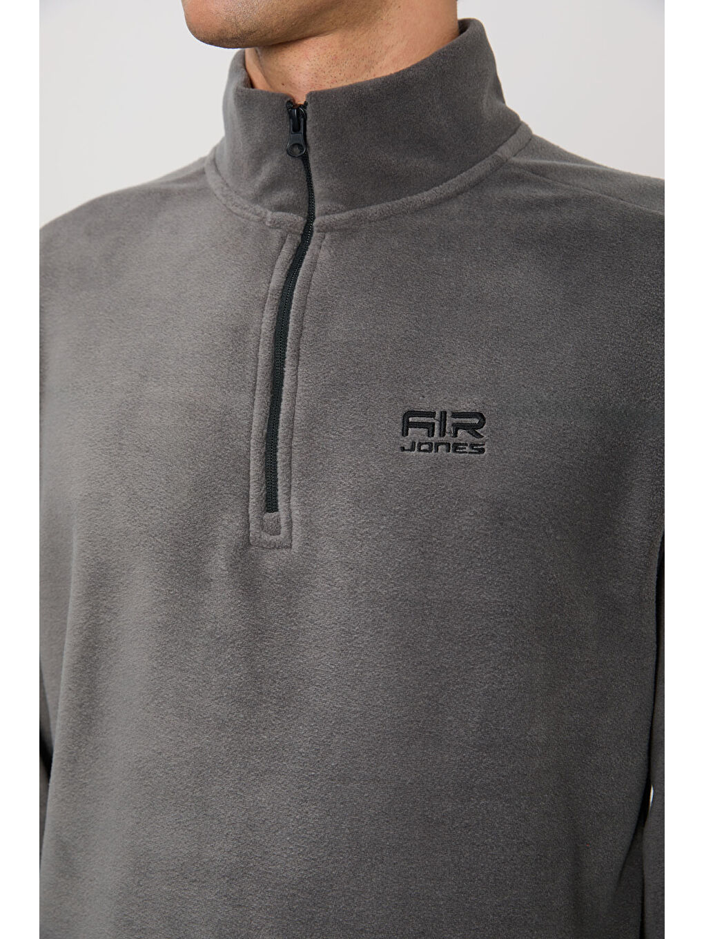 River Koyu Gri Dik Yaka Erkek Polar Sweatshirt - 88310-4