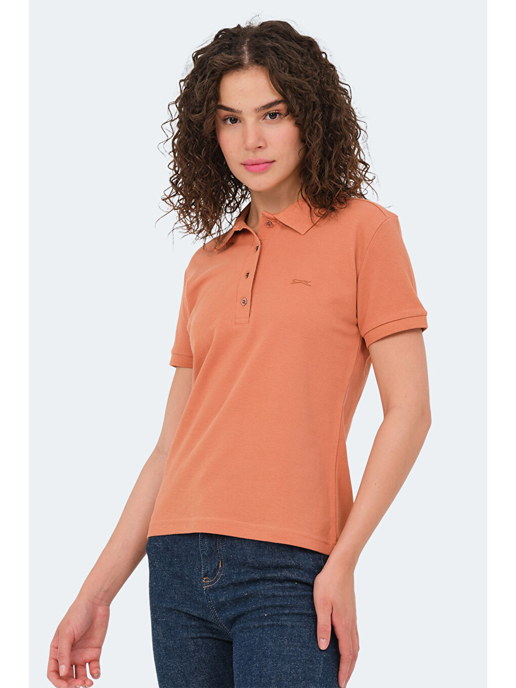 Kahverengi VERA I Kadın Polo Yaka Kiremit Tişört-2