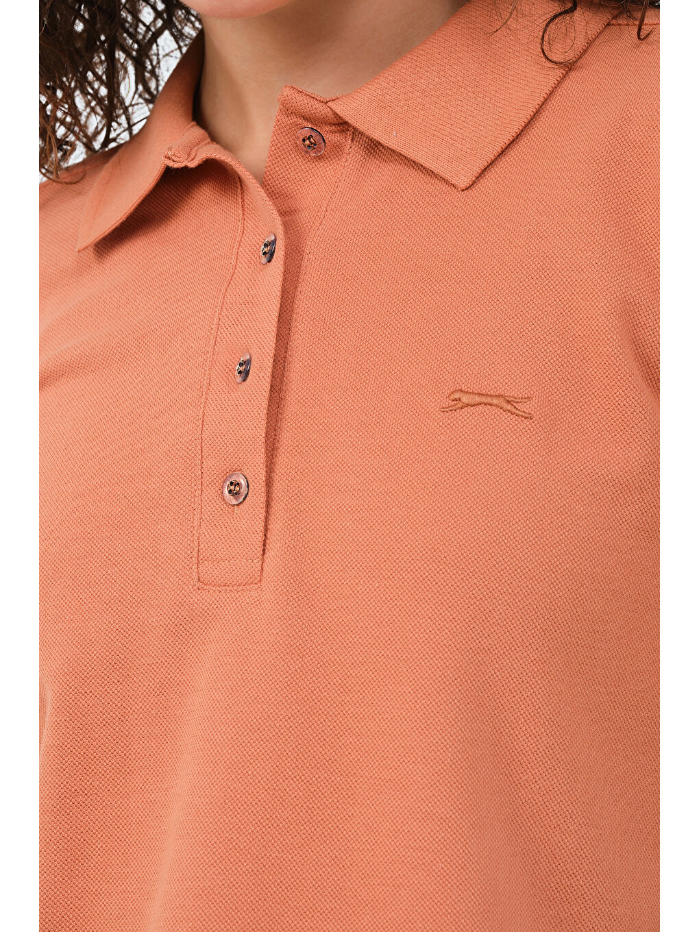 Kahverengi VERA I Kadın Polo Yaka Kiremit Tişört-3