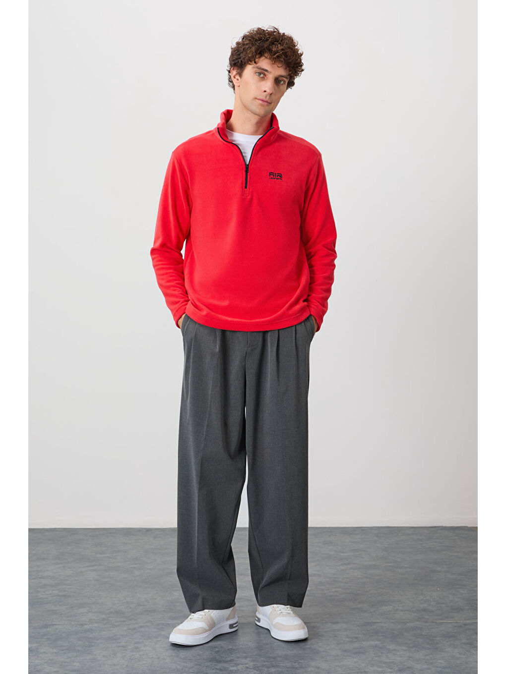 Kırmızı River Fiesta Dik Yaka Erkek Polar Sweatshirt - 88310-4