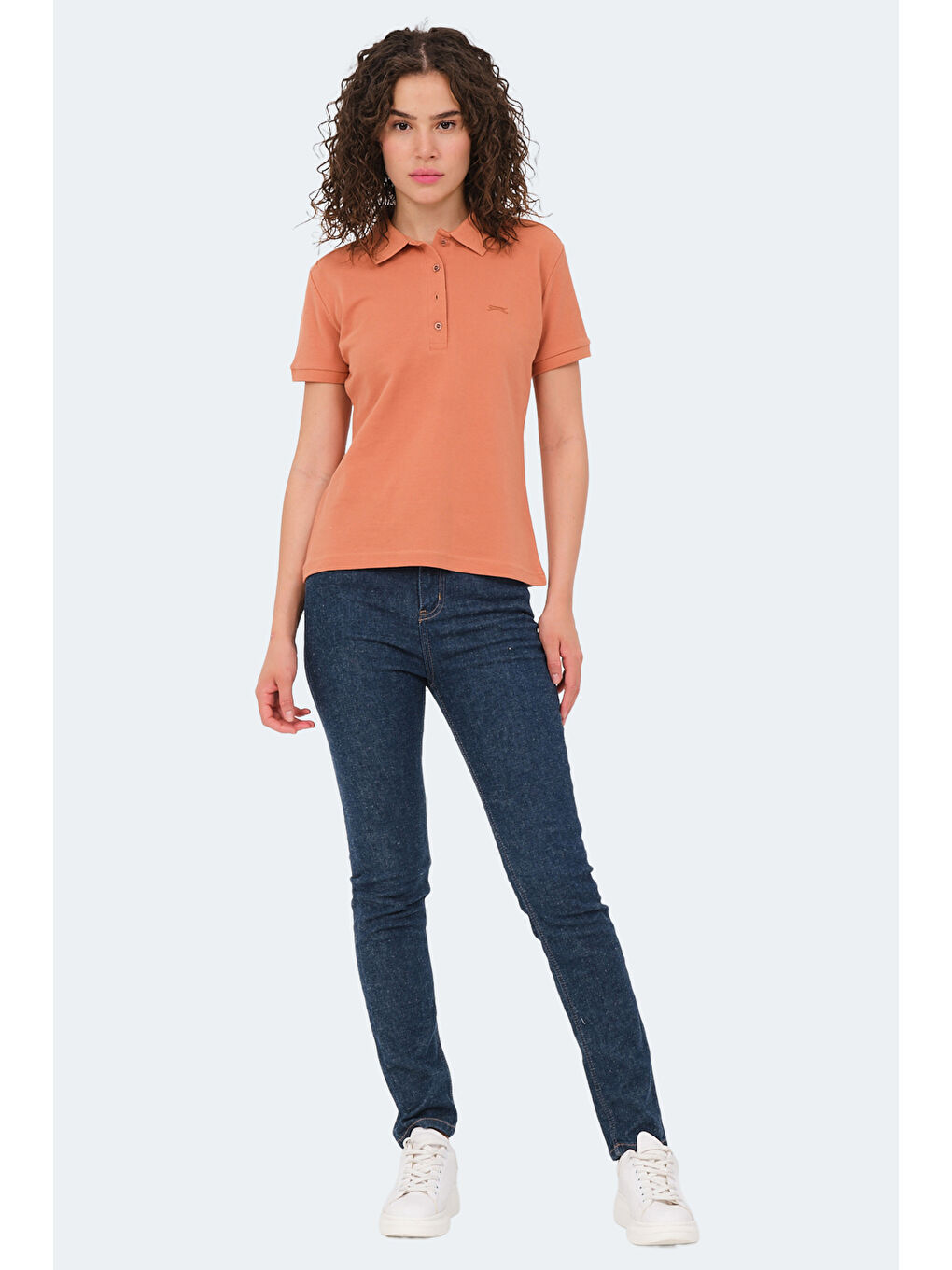 Kahverengi VERA I Kadın Polo Yaka Kiremit Tişört-6