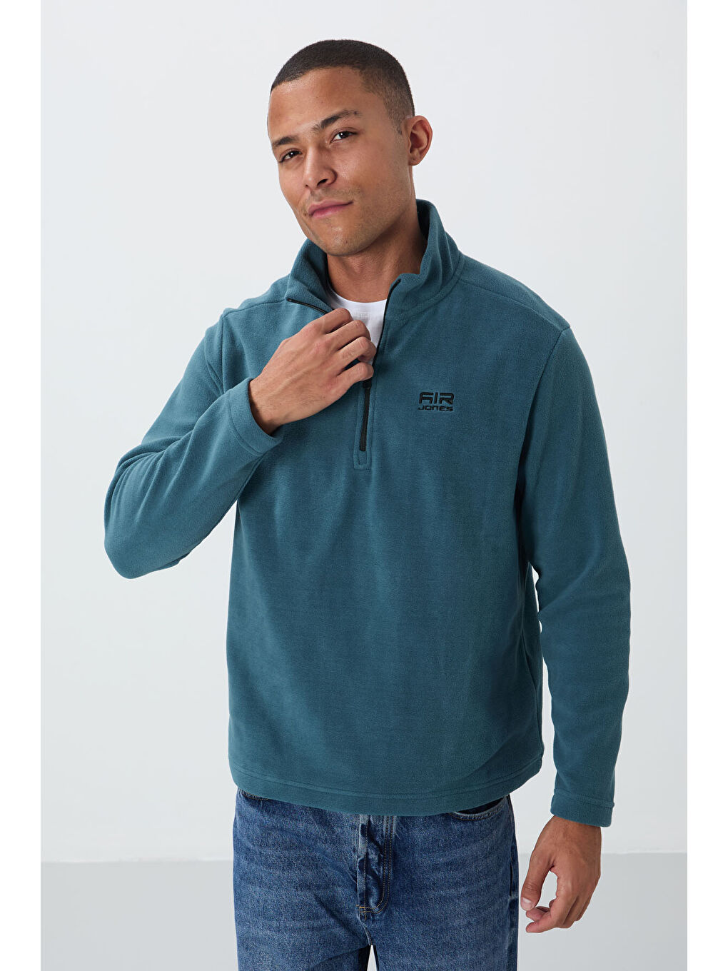 River Orman Yeşili Dik Yaka Erkek Polar Sweatshirt - 88310-3