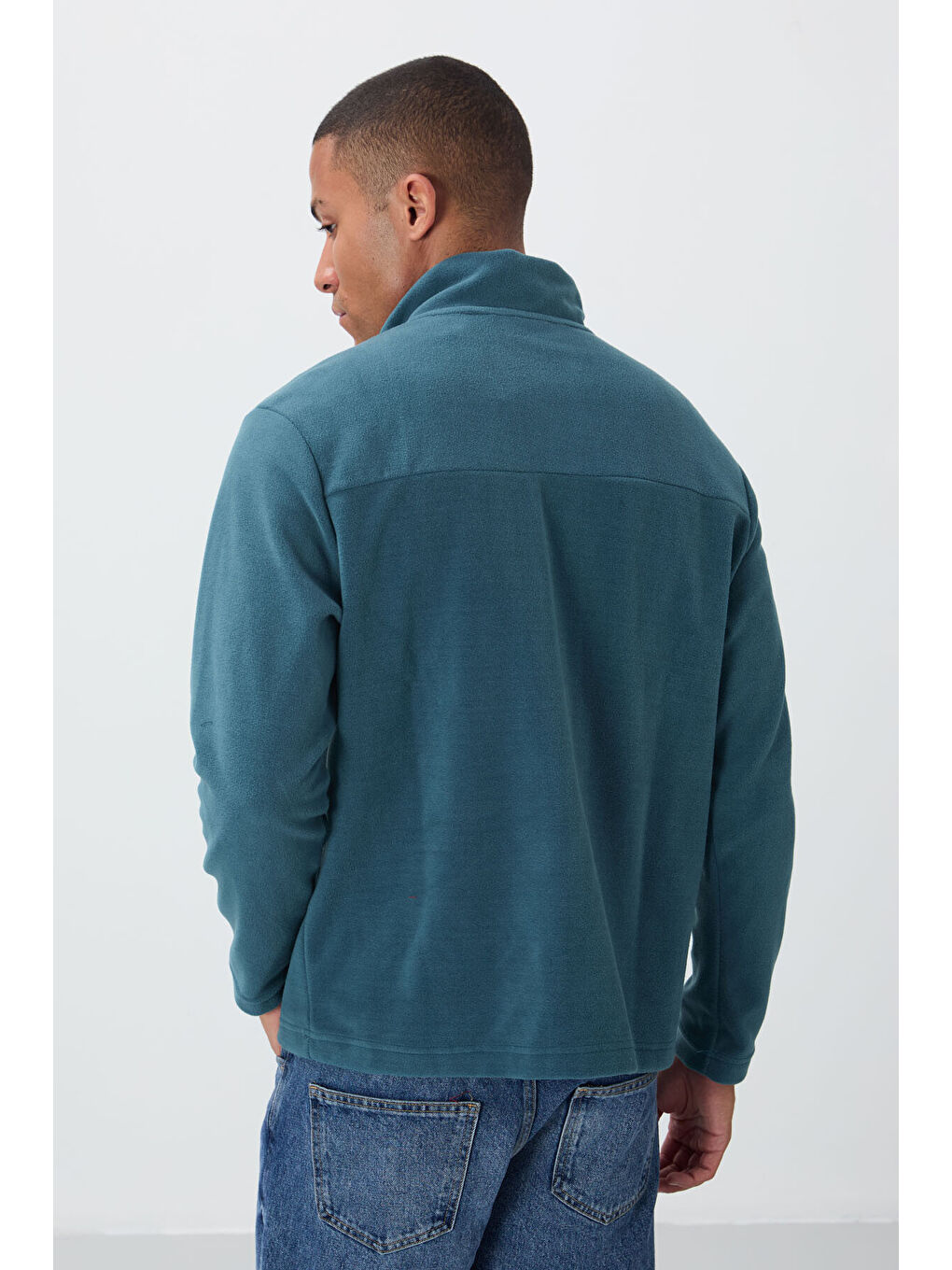 River Orman Yeşili Dik Yaka Erkek Polar Sweatshirt - 88310-4