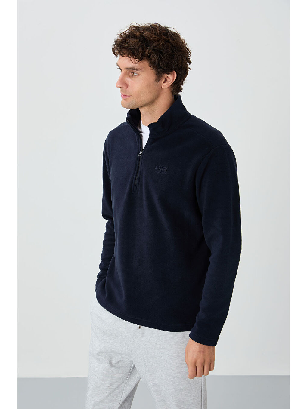 River Lacivert Dik Yaka Erkek Polar Sweatshirt - 88310-2