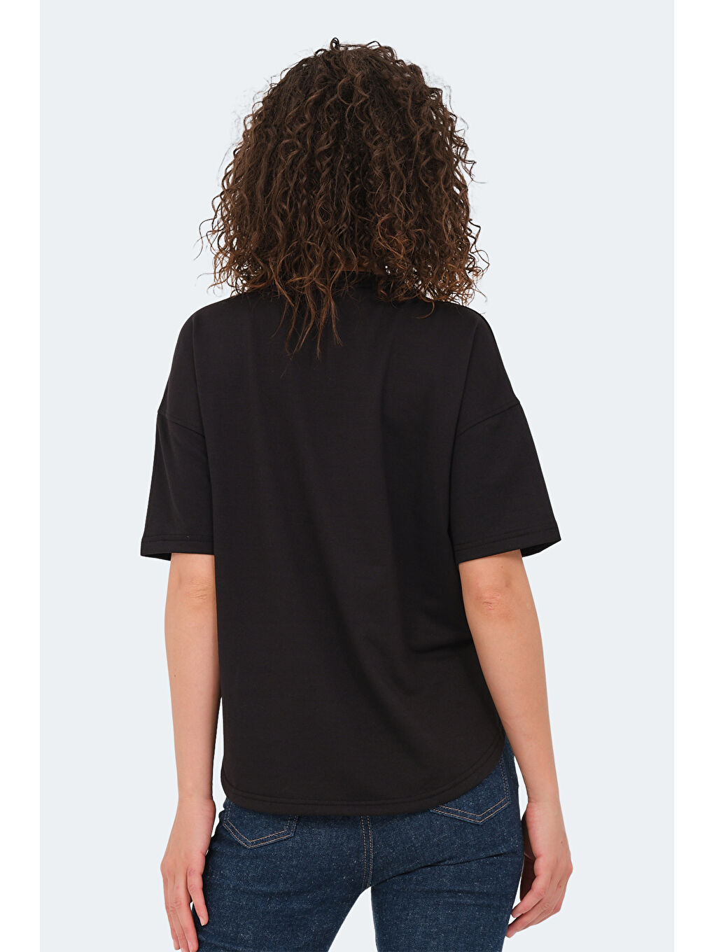VILLAGE Kadın Oversıze Siyah Tişört-1