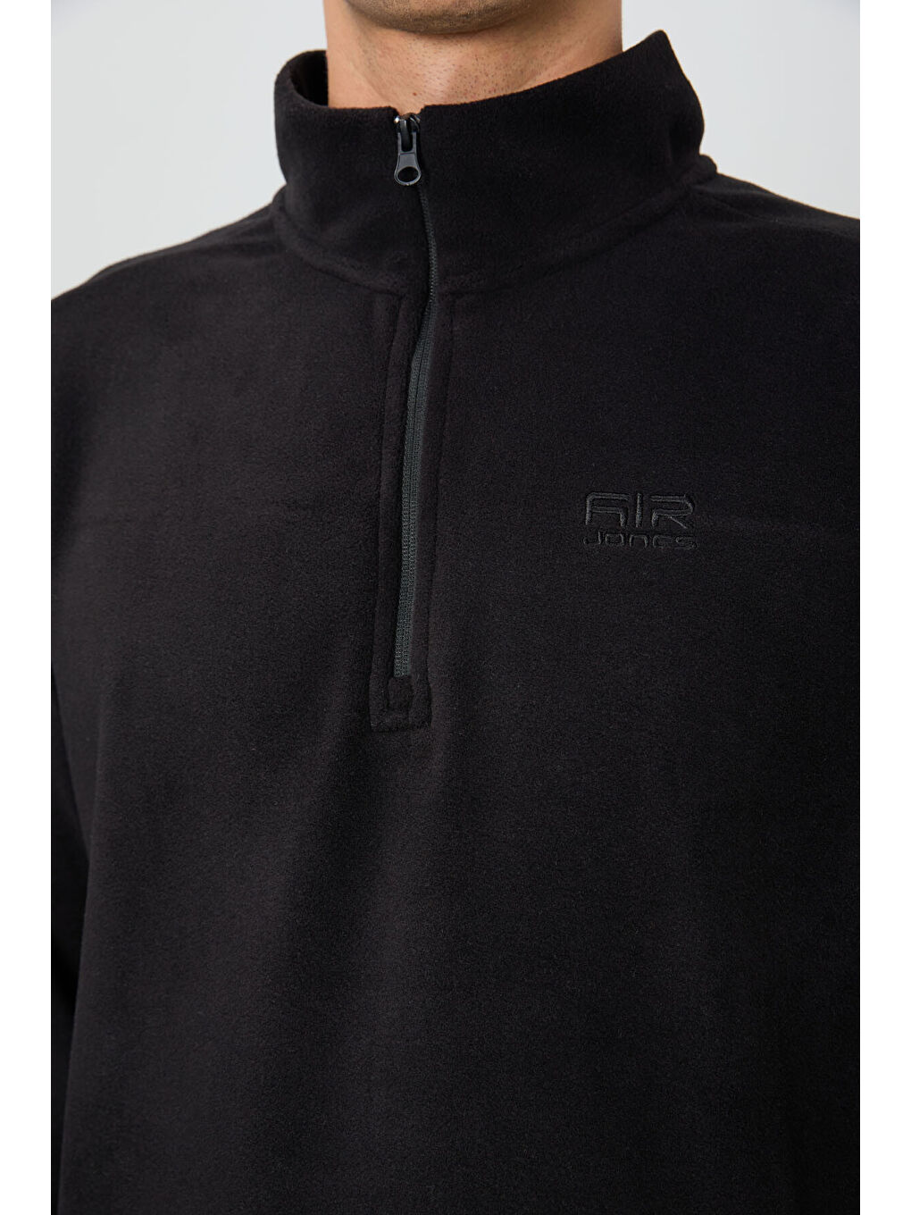 River Siyah Dik Yaka Erkek Polar Sweatshirt - 88310-2