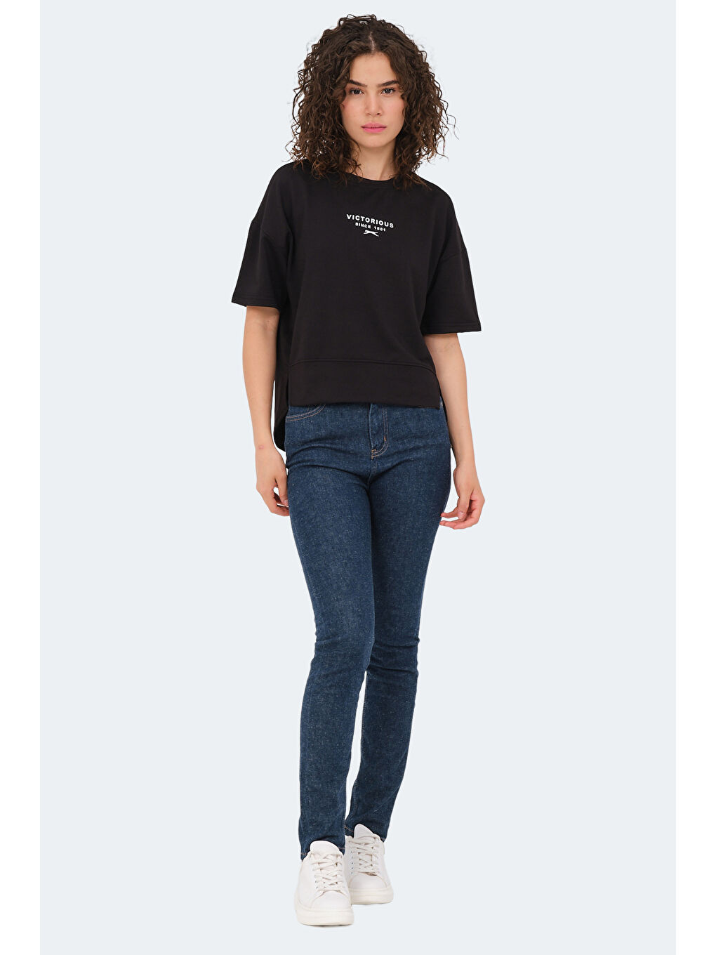 VILLAGE Kadın Oversıze Siyah Tişört-6