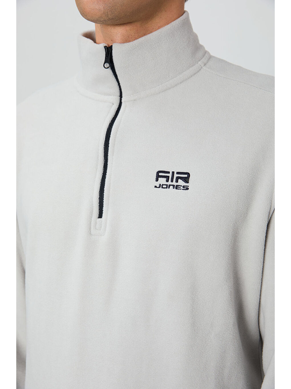 Bej River Taş Dik Yaka Erkek Polar Sweatshirt - 88310-1