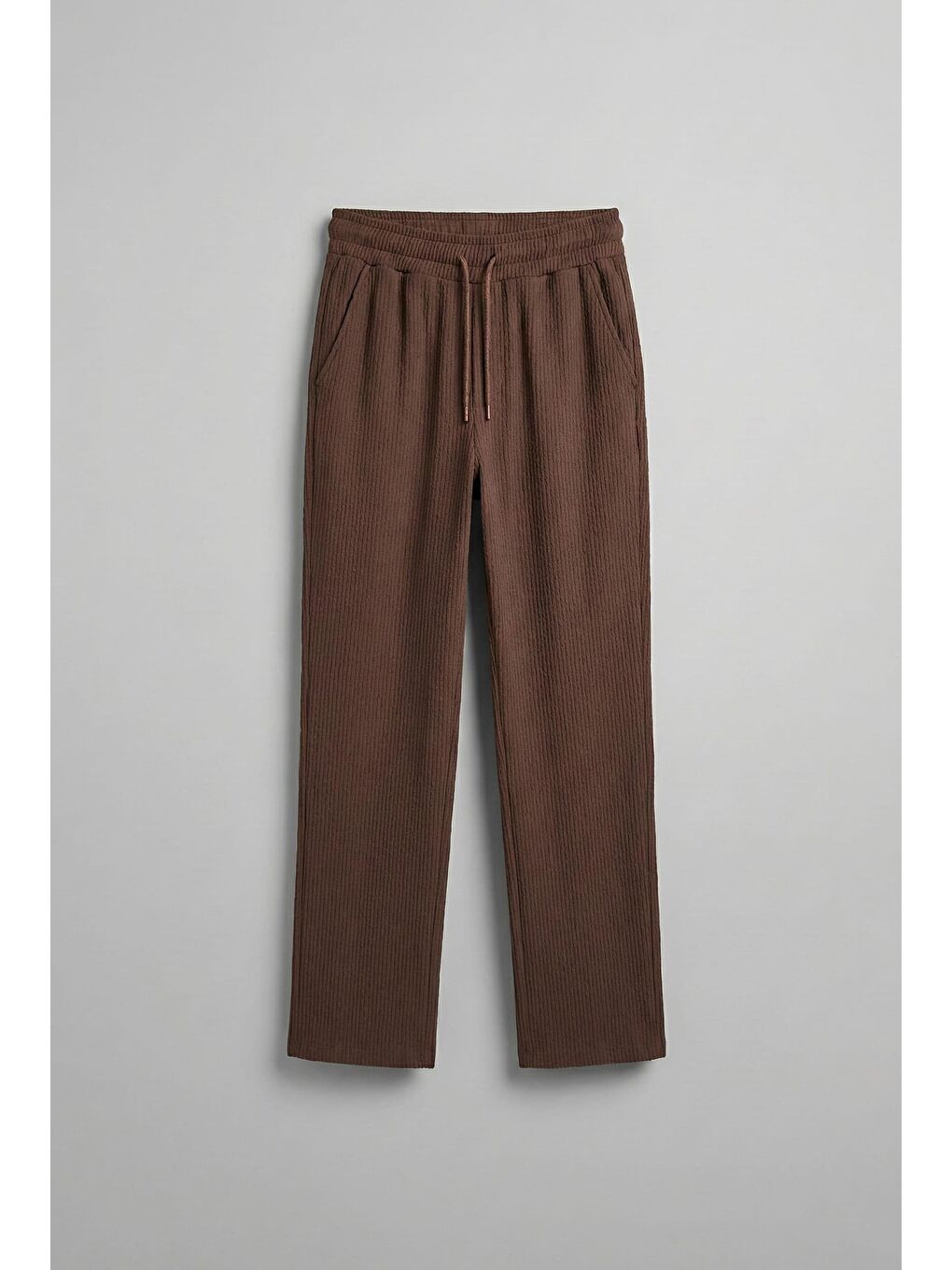 Erkek Fitilli Baggy Fit Rahat Eşofman Altı Kahverengi