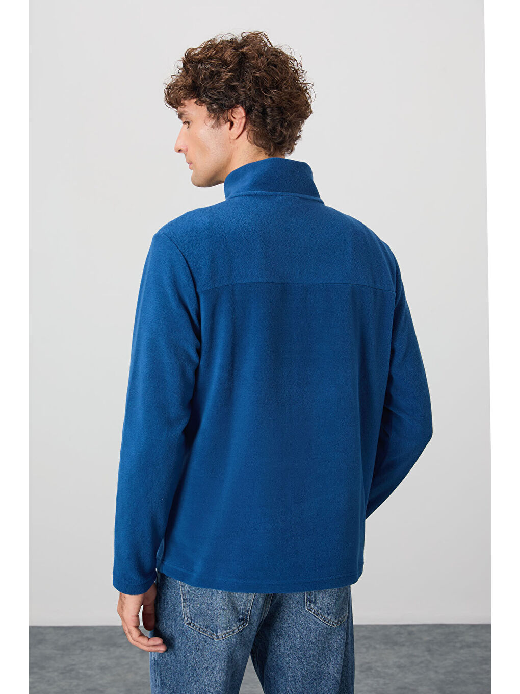 Lacivert River Parlament Dik Yaka Erkek Polar Sweatshirt - 88310-2