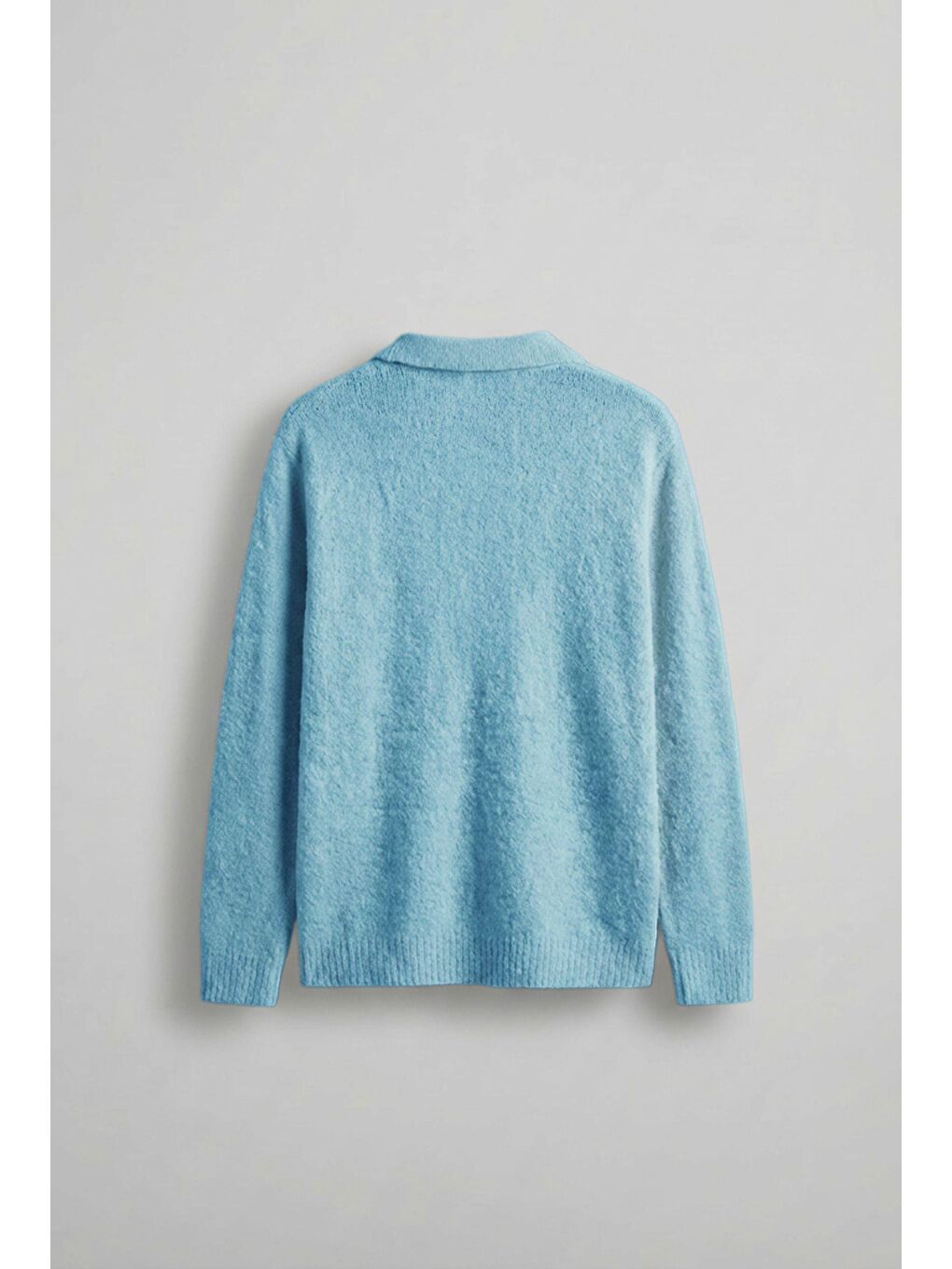 Erkek Polo Yaka Yumuşak Dokulu Oversize Kazak Bebek Mavi-1