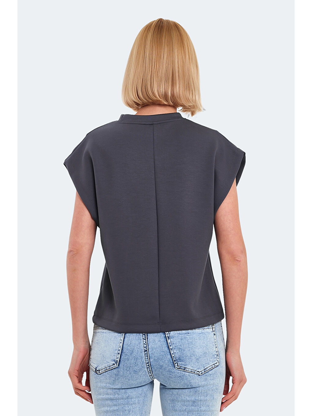 VINCENZA Kadın Koyu Gri Tişört-1