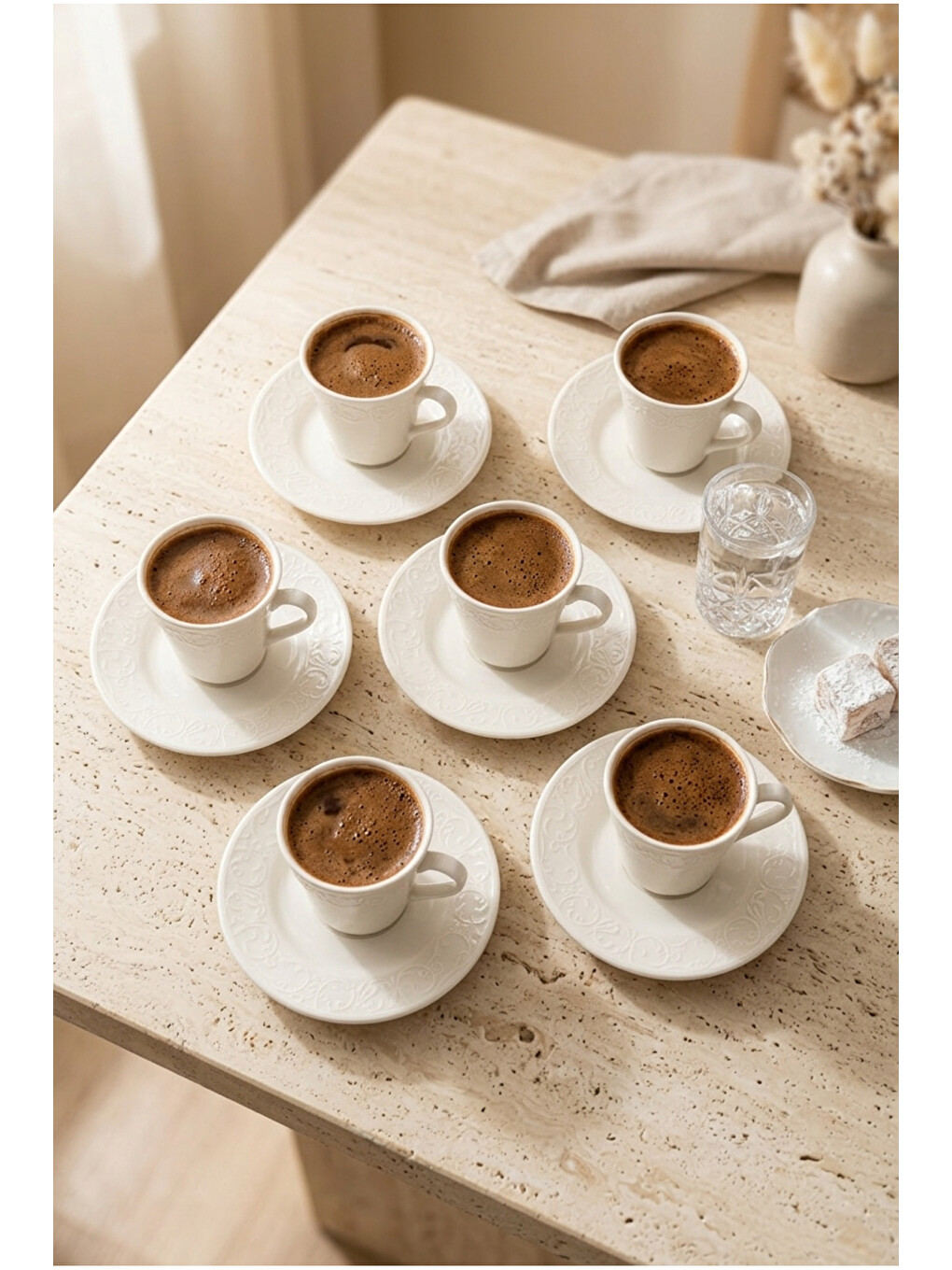 Beyaz Flores 6 Kişilik Fincan Takımı-3