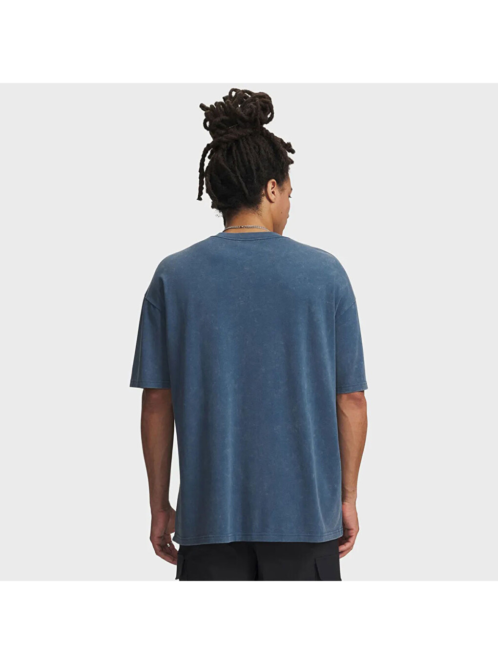 Heavyweight Oversized Logo Wash Erkek Mavi Tişört-1