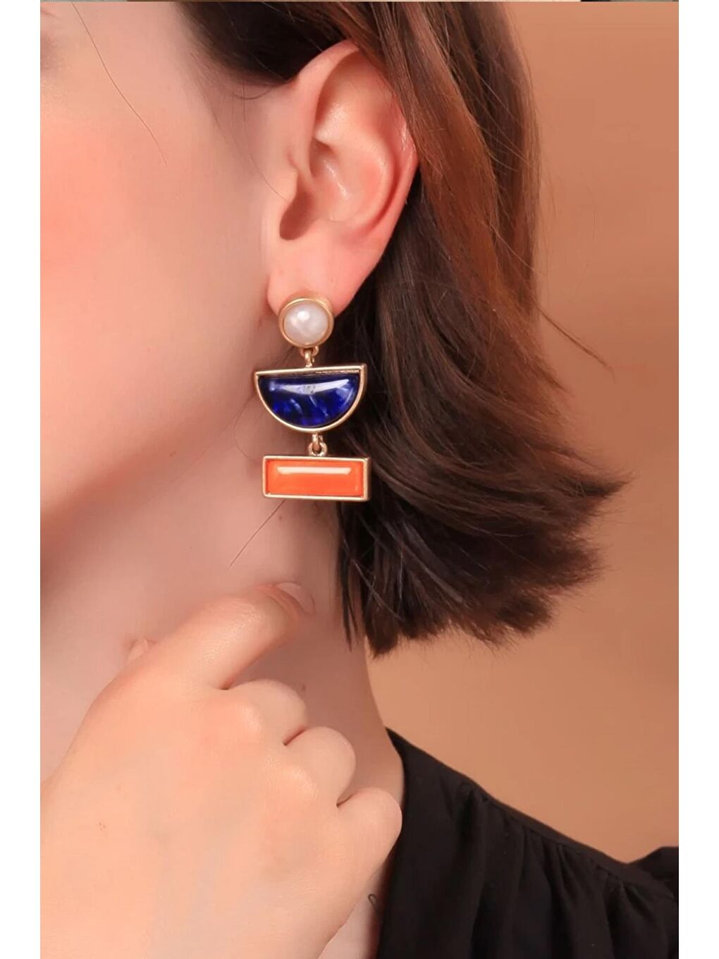 Mavi Entia Renkli sallantılı Kadın Küpe-6