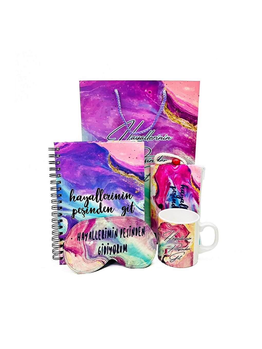 Karışık Hayallerinin Peşinden Git Tasarımlı Karton Kutulu Set