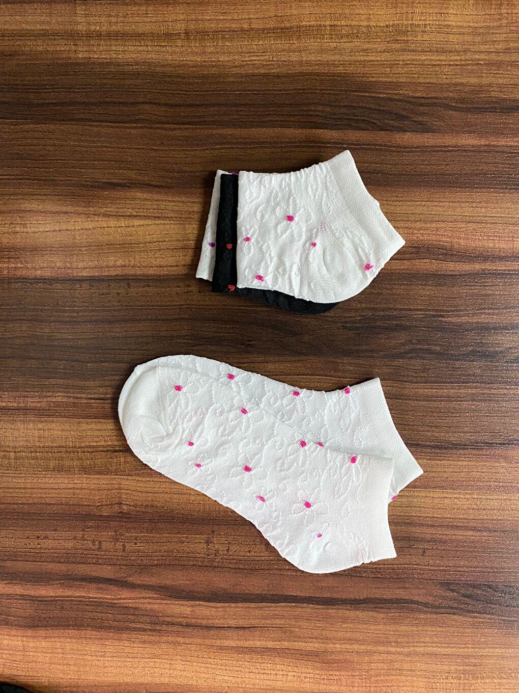 Siyah 6'lı Desenli Karışık Pamuklu Patik Çorap-2