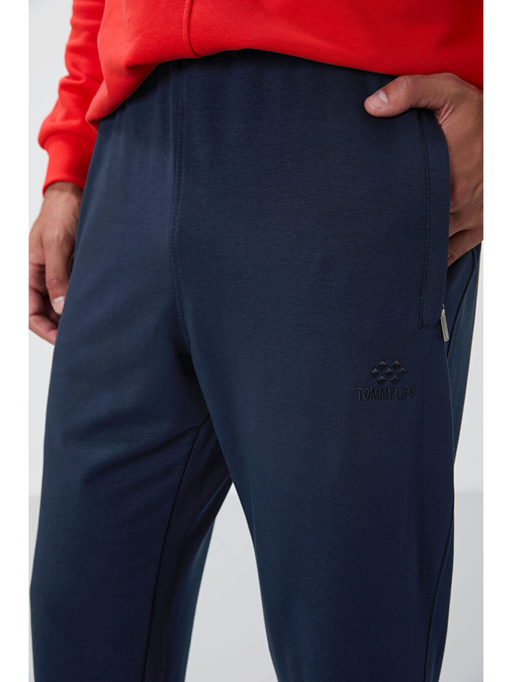 İndigo Fermuar Cepli Dar Kalıp Klasik Paça Erkek Eşofman Alt - 84669-3