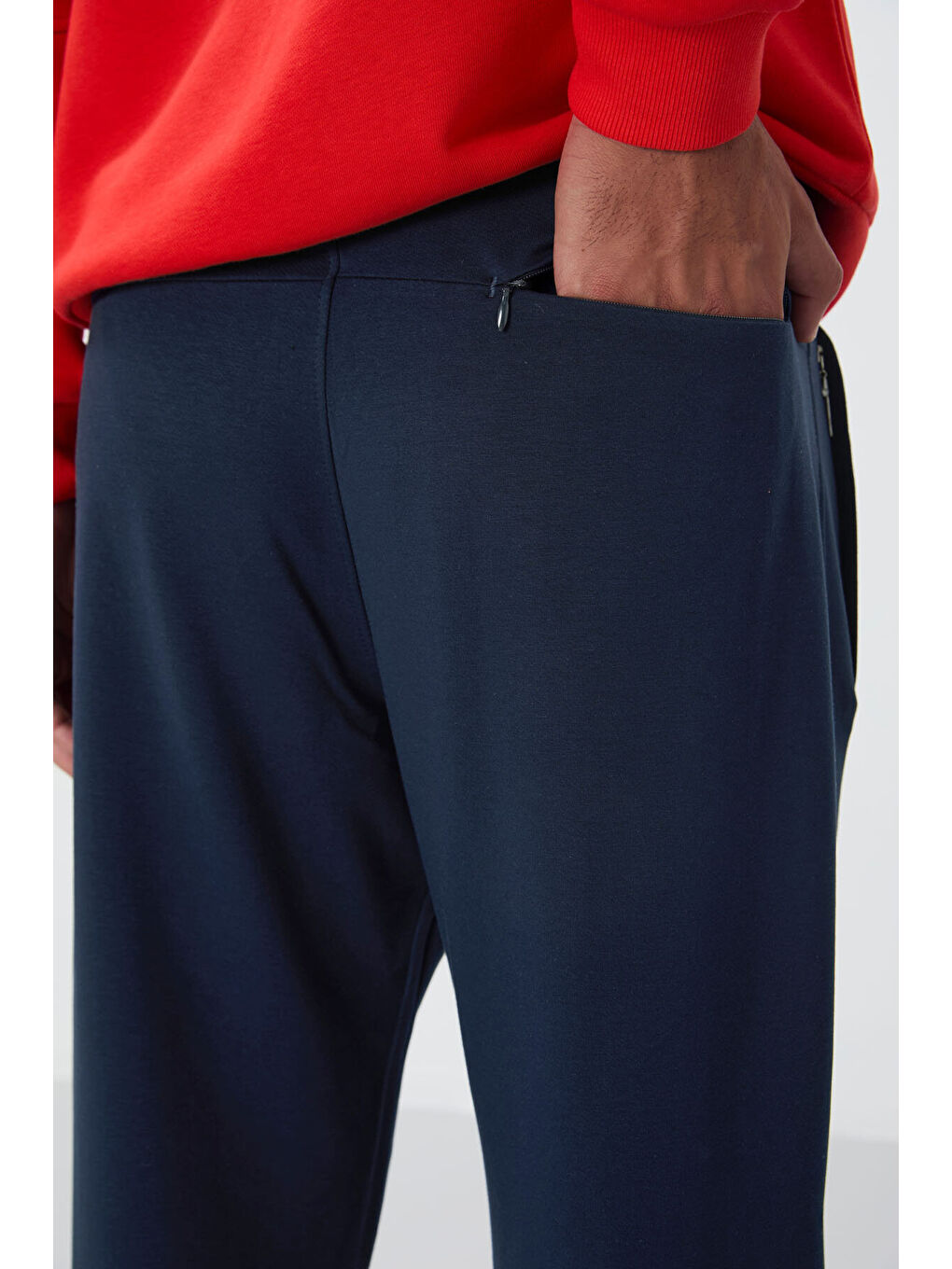 İndigo Fermuar Cepli Dar Kalıp Klasik Paça Erkek Eşofman Alt - 84669-4