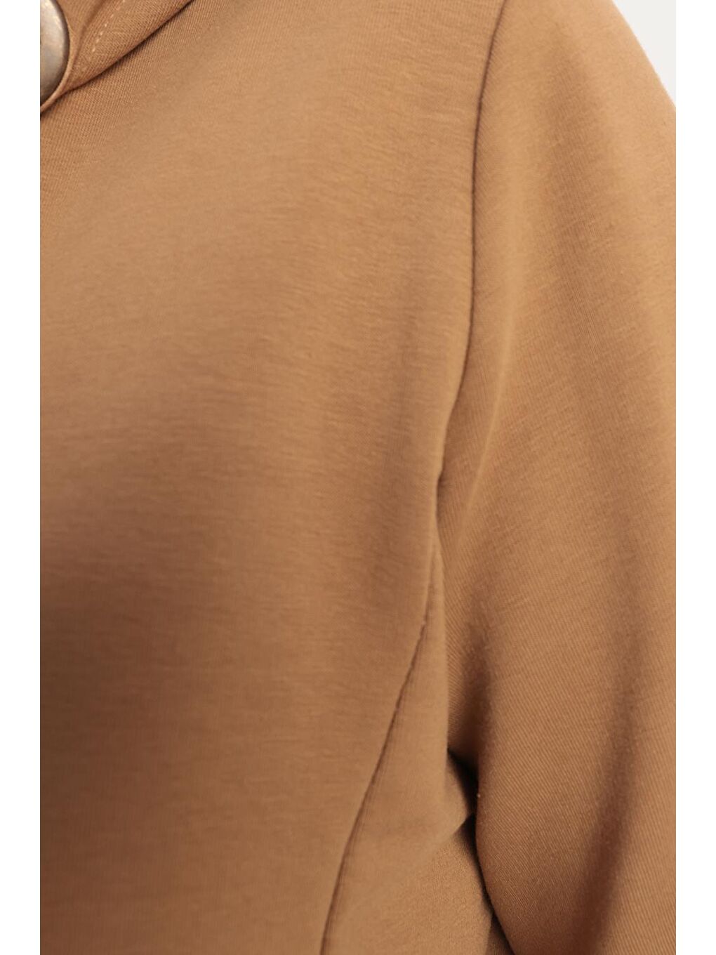 Bej Süet Garnili Kapüşonlu Ferace-3