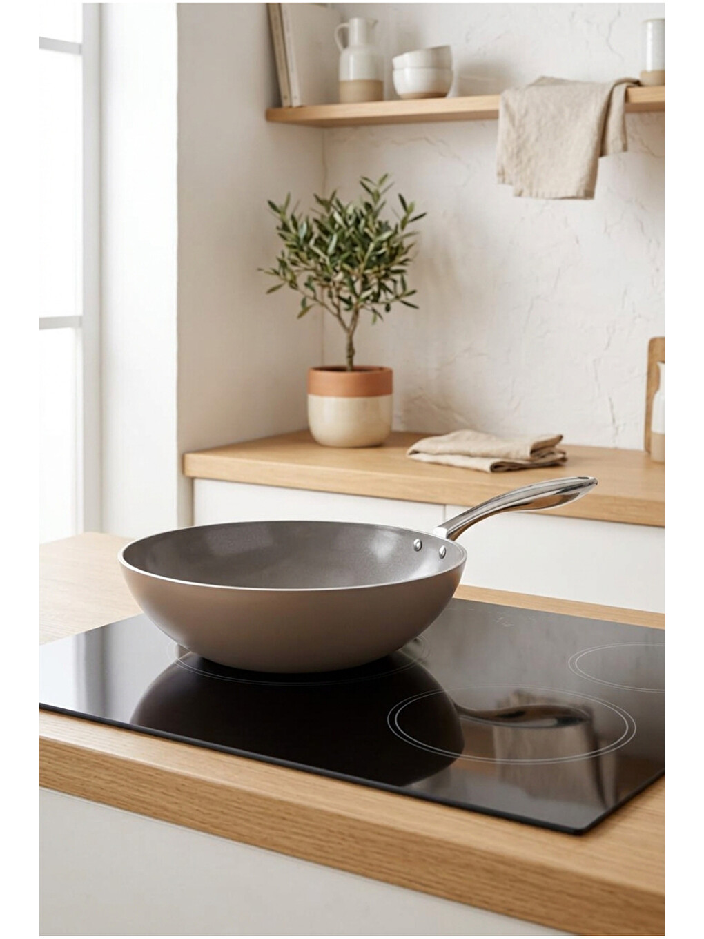 Natura Seramik Wok Tava Kahverengi 28 Cm-2