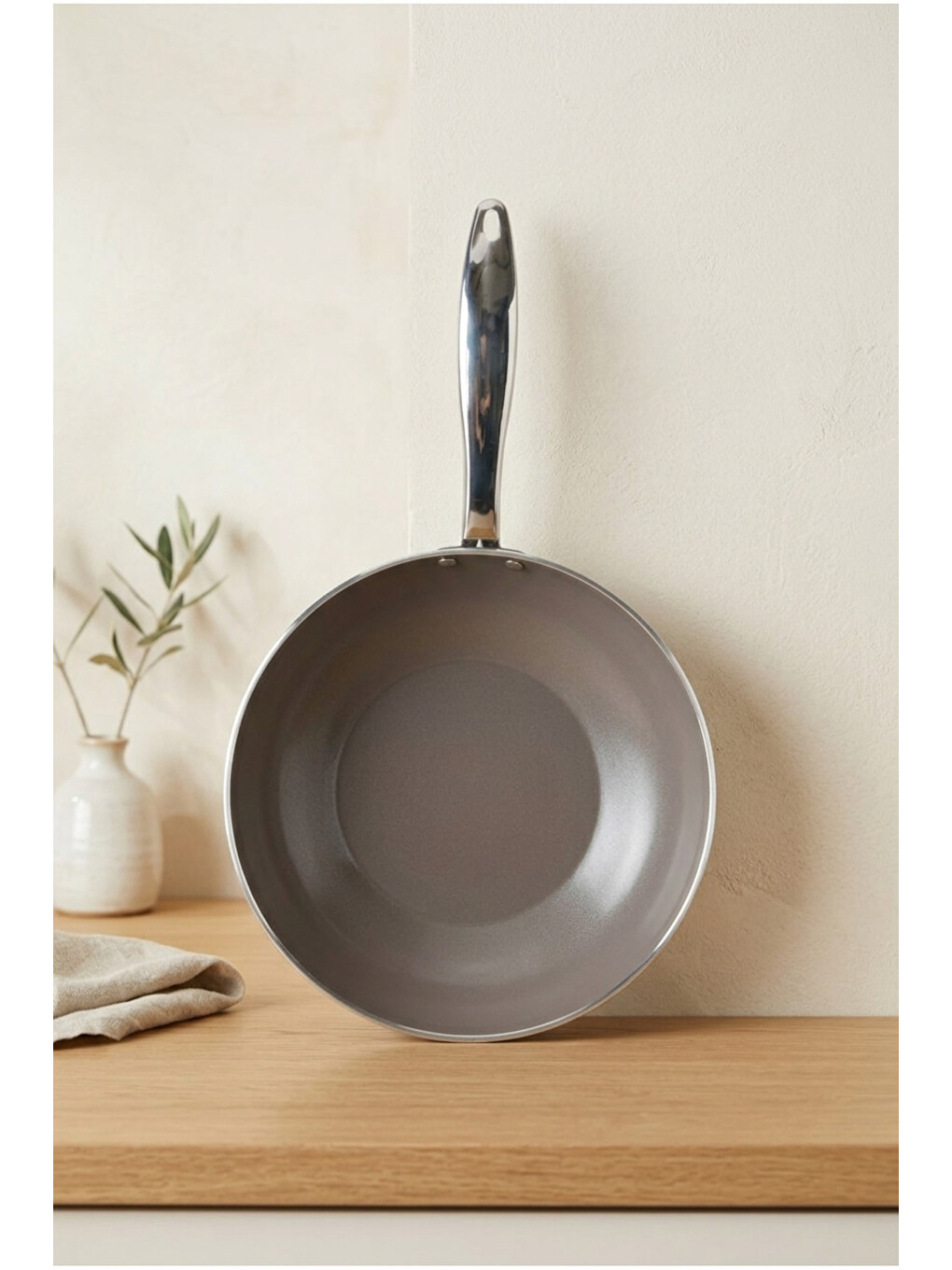 Natura Seramik Wok Tava Kahverengi 28 Cm-3