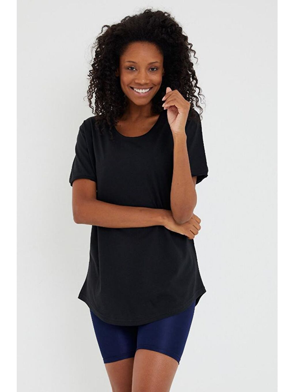 Mavi Kadın Açık Pembe Pis Yaka Salaş Tişört ktcps001r07s-3