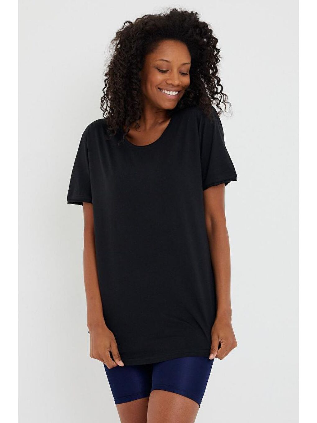 Mavi Kadın Açık Pembe Pis Yaka Salaş Tişört ktcps001r07s-5