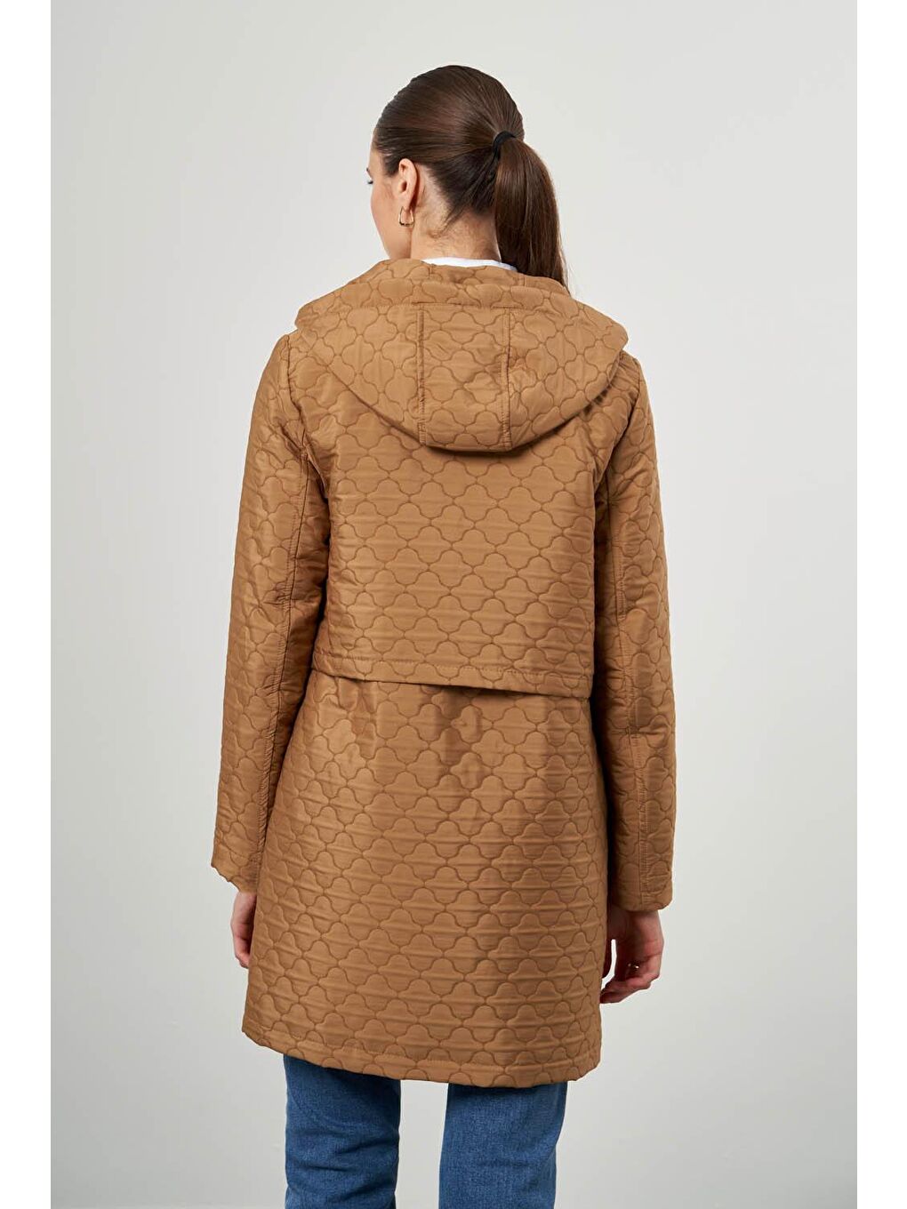 Cep Detaylı Kapitone Bej Kaban-4