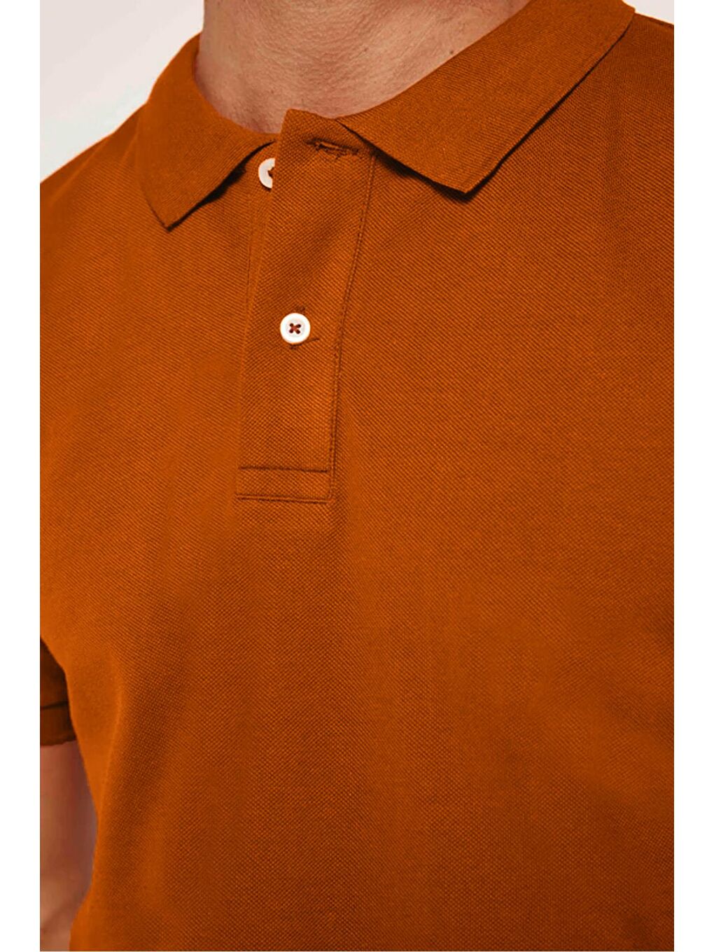 Erkek Slim Fit Dar Kesim %100 Pamuk Düz Pike Kahverengi Polo Yaka Tişört-3