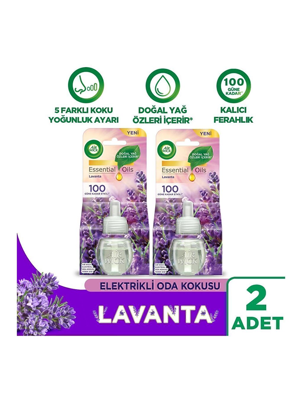 Renksiz Elektrikli Oda Kokusu Yedek Şişe 8'li Set (2 Bahar-2 Temizlik-2 Lavanta-2 Vanilya)-3