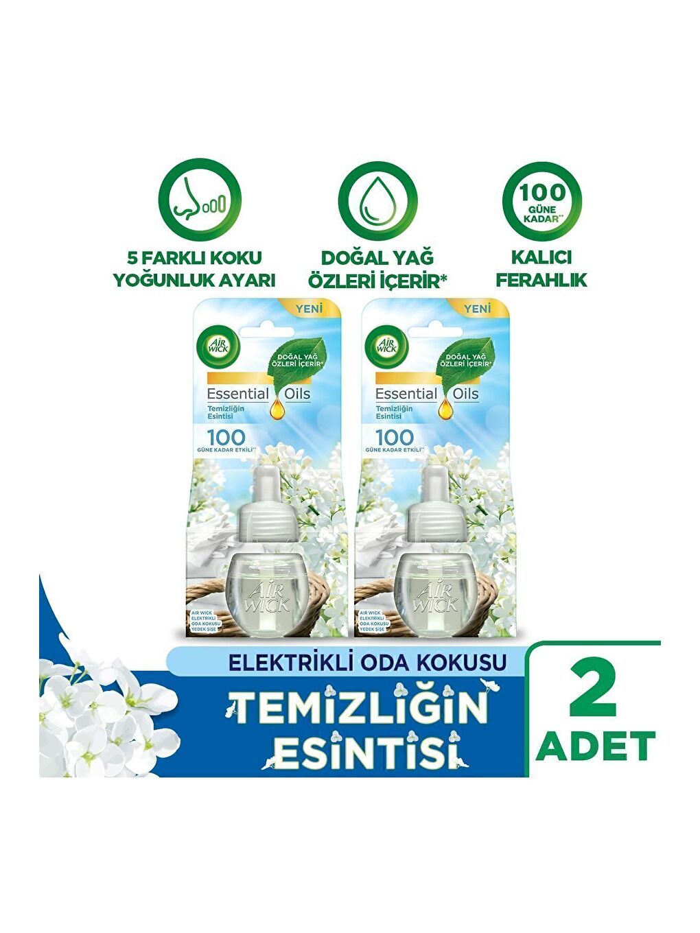 Renksiz Elektrikli Oda Kokusu Yedek Şişe 8'li Set (2 Bahar-2 Temizlik-2 Lavanta-2 Vanilya)-4