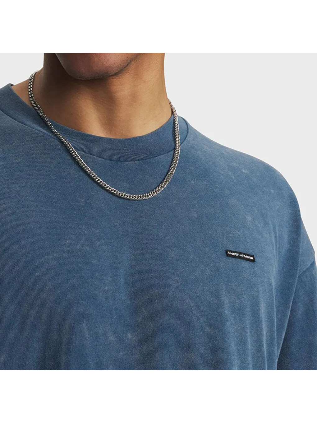 Heavyweight Oversized Logo Wash Erkek Mavi Tişört-2