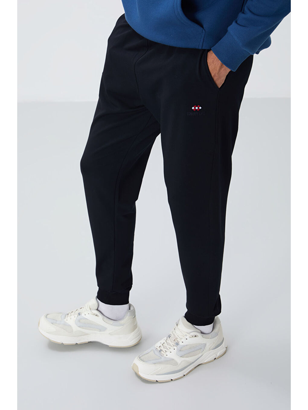 Lacivert Klasik Cepli Standart Kalıp Manşetli  Eşofman Alt - 84652-2