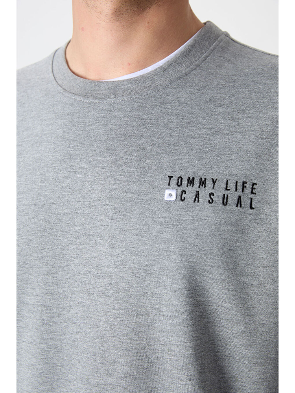 Gri Melanj - Siyah Casual O Yaka Lastik Paça Erkek Oversize Eşofman Takımı - 85120-2