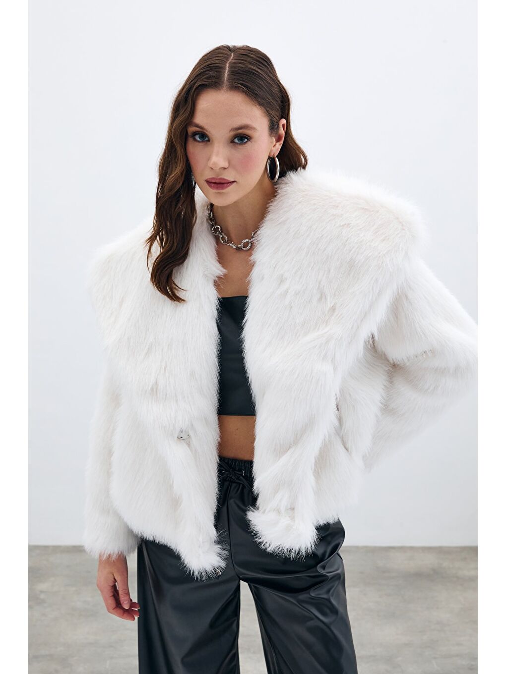 Yakalı Kürk - Ekru-1