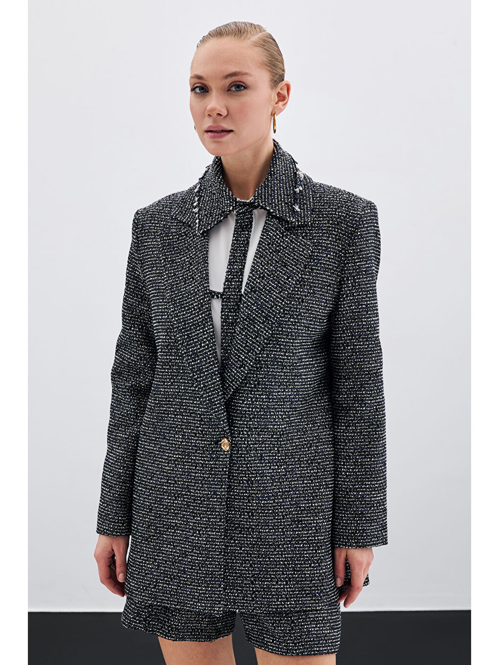 Klasik Tüvit Ceket - Sax Mavi-1