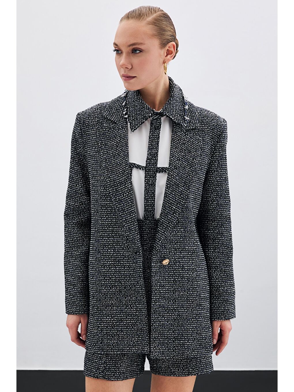 Klasik Tüvit Ceket - Sax Mavi-3