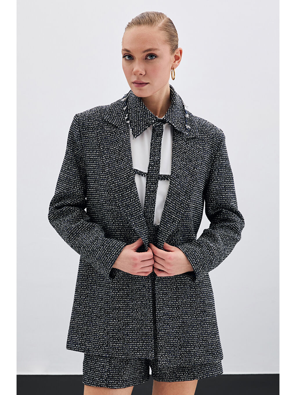 Klasik Tüvit Ceket - Sax Mavi-4